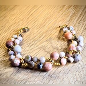 The Andean Legacy Peruvian Rhodochrosite & Pink Opal Handwoven Artisan Bracelet